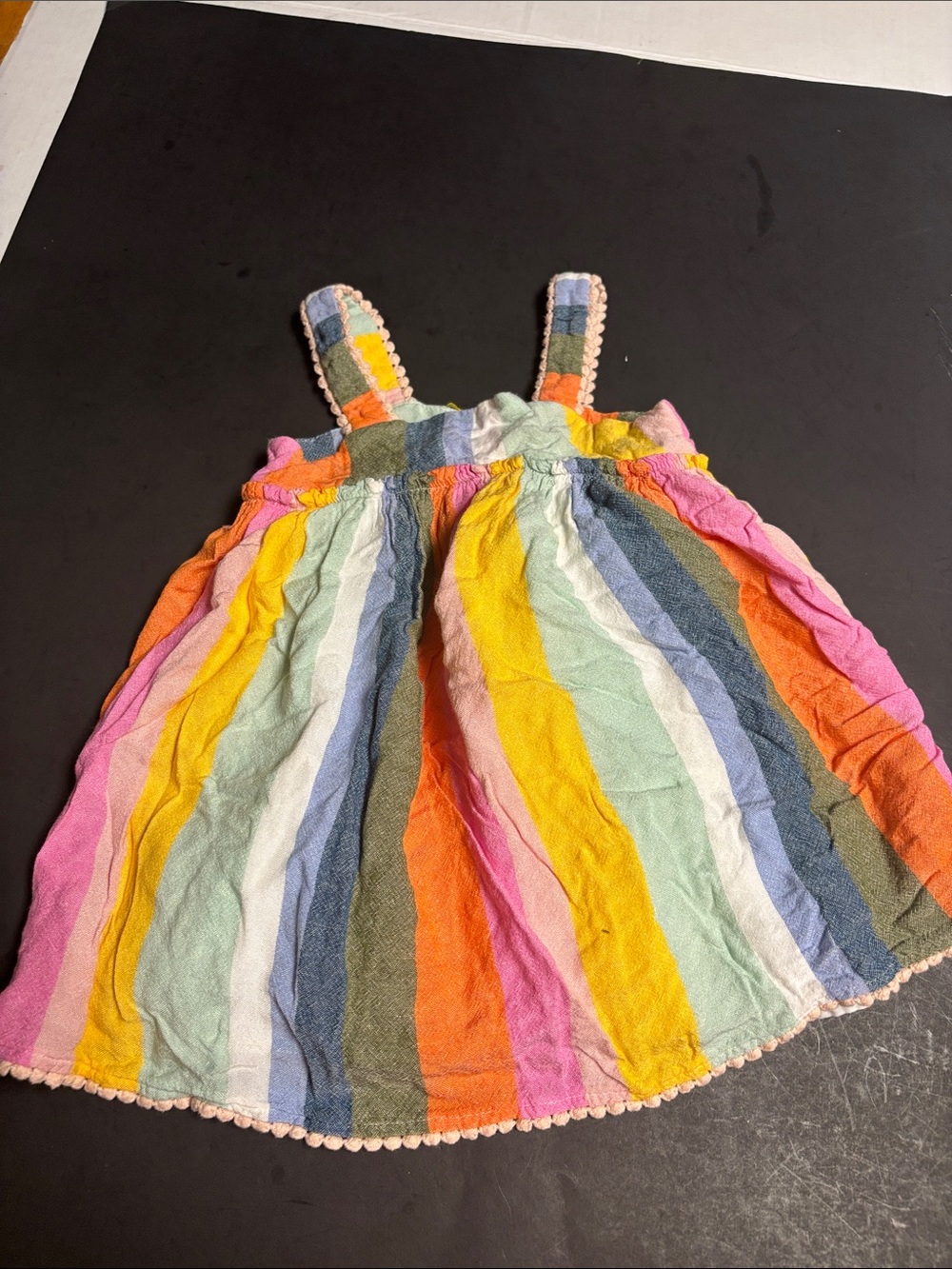 Girls Multicolor Striped Sundress - Playful Rainbow Colors